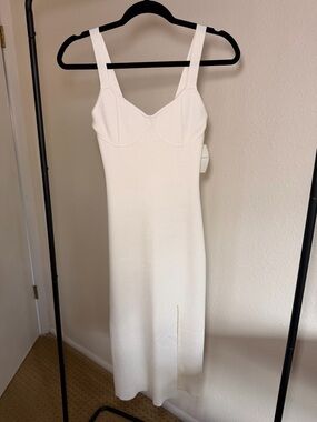 Abercrombie & Fitch white fitted midi dress
